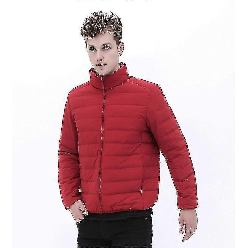 Men's Lightweight Winter Puffer Jacket - Packable Windproof Puffy Coat With Stand Collar