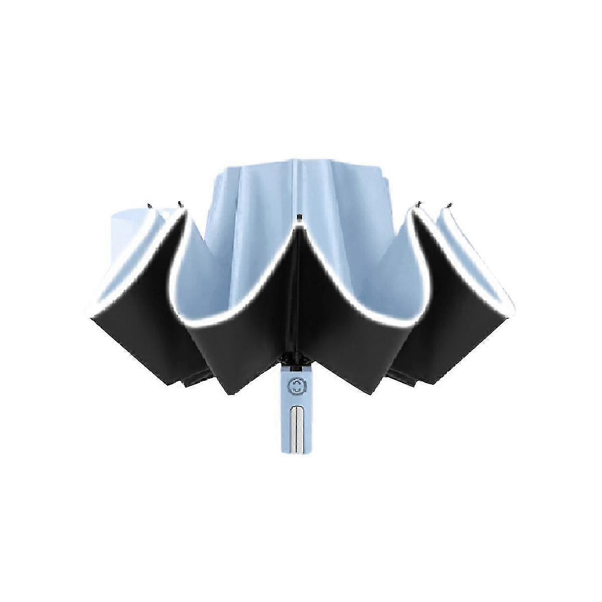 Windproof Umbrella For Rain & Sun,reverse Umbrella With Reflective Stripe Travel Folding Umbrella