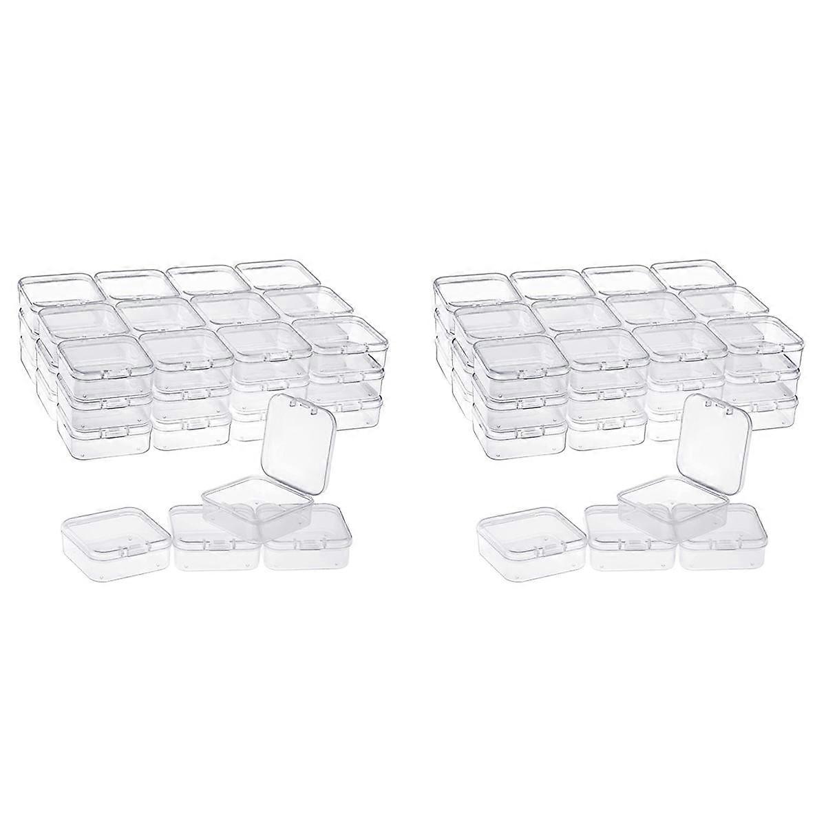 80 Pack Pack Clear Plastic Beads Storage Containers Box with Hinged Lid for Small Items, Diamond, B