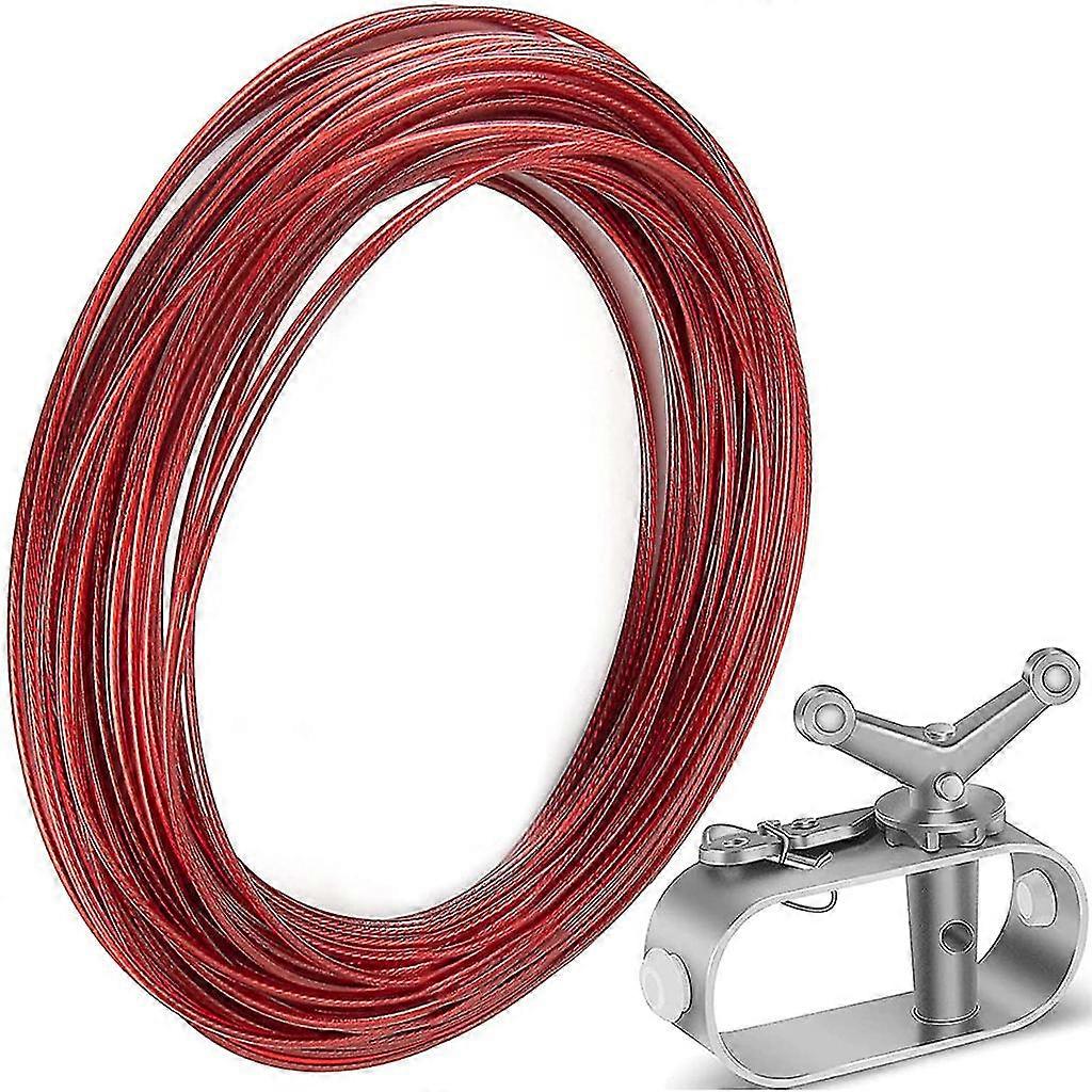 Winter Swimming Pool Cover Cable And Winch Kit 100ft Plastic Coated Steel Wire Aluminum Spring Loaded Tightener