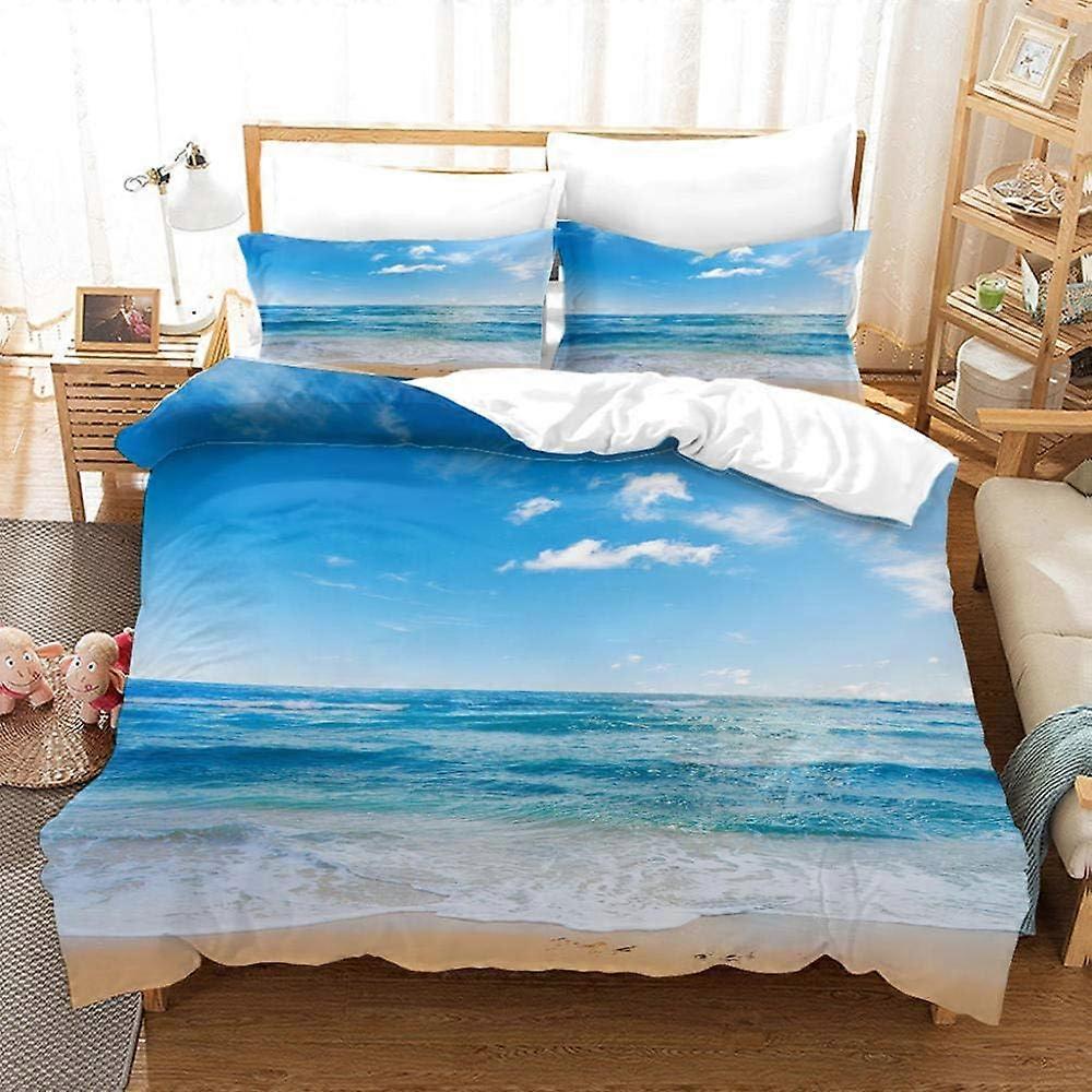 Beddengoed Sets Kinderen Strand Beddengoed Set met Microvezel Dekbedovertrek en Kussensloop, Digitale Print D 135*200 CM
