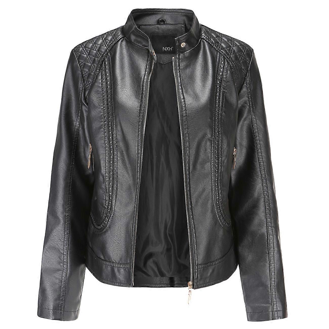 Spring and Autumn Women's Leather Clothes Women's Stand up Collar PU Leather Women's Leather Jackets Women's Leather jackets