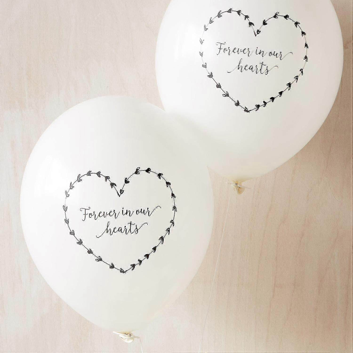 Balloons angel dove 10 white 'forever in our hearts' funeral remembrance condolence balloons