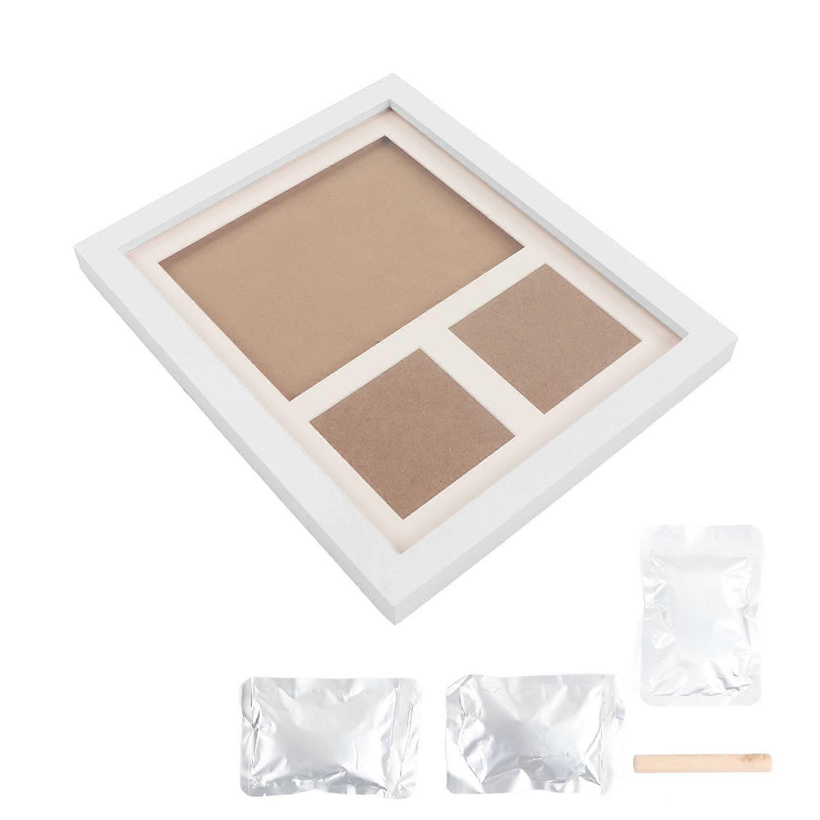 Baby Handprint Footprint Maker Kit Photo Frame White Mud DIY Baby Footprint Keepsake Kit Newborn Imprint Set White Photo Frame