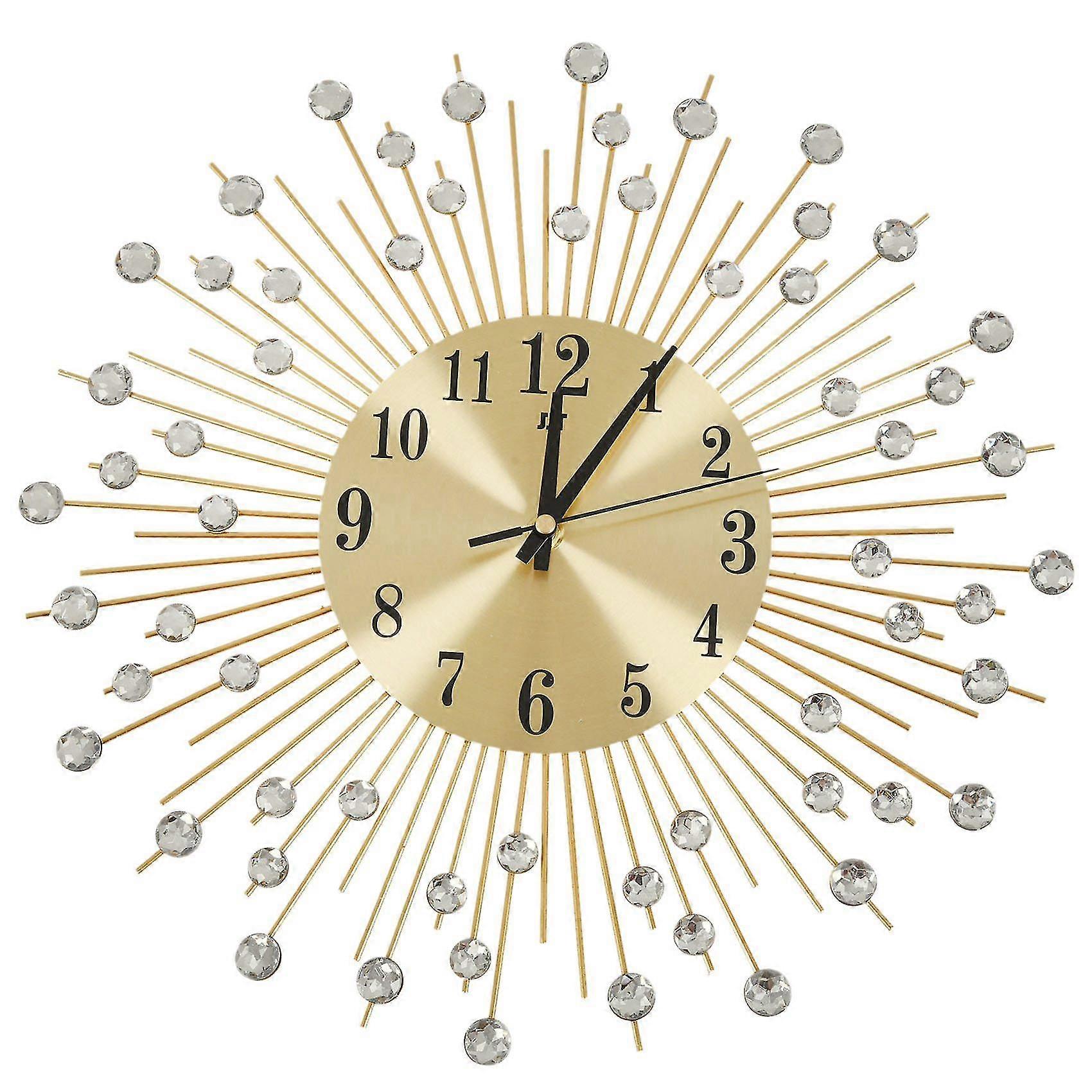 Viewleaf Wall Clock Diamonds Decorative Round Clock Metal Living Room Decor Quiet Quartz Clocks Mode