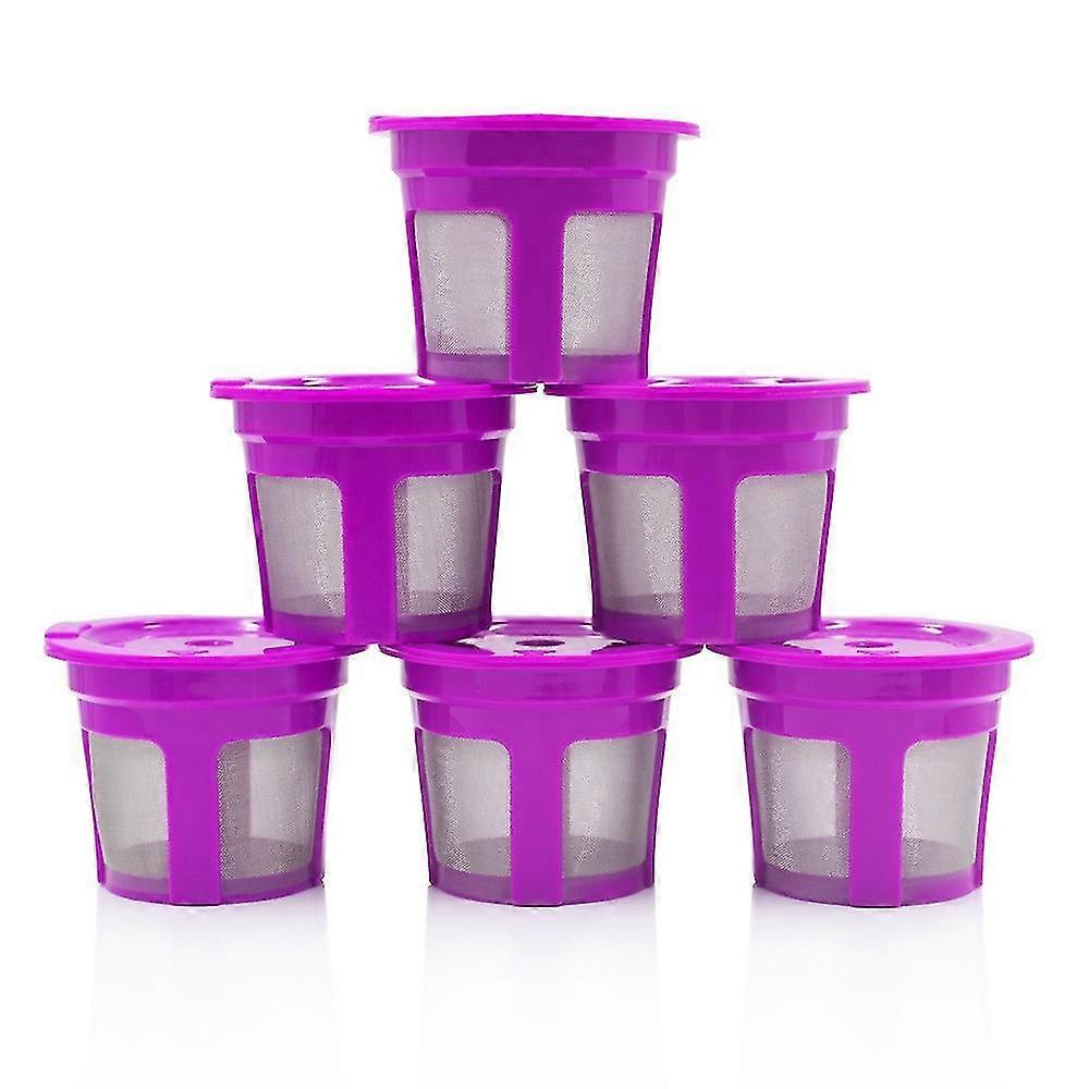 6 Pack Refillable Reusable K-cup Coffee Filter Pod Purple
