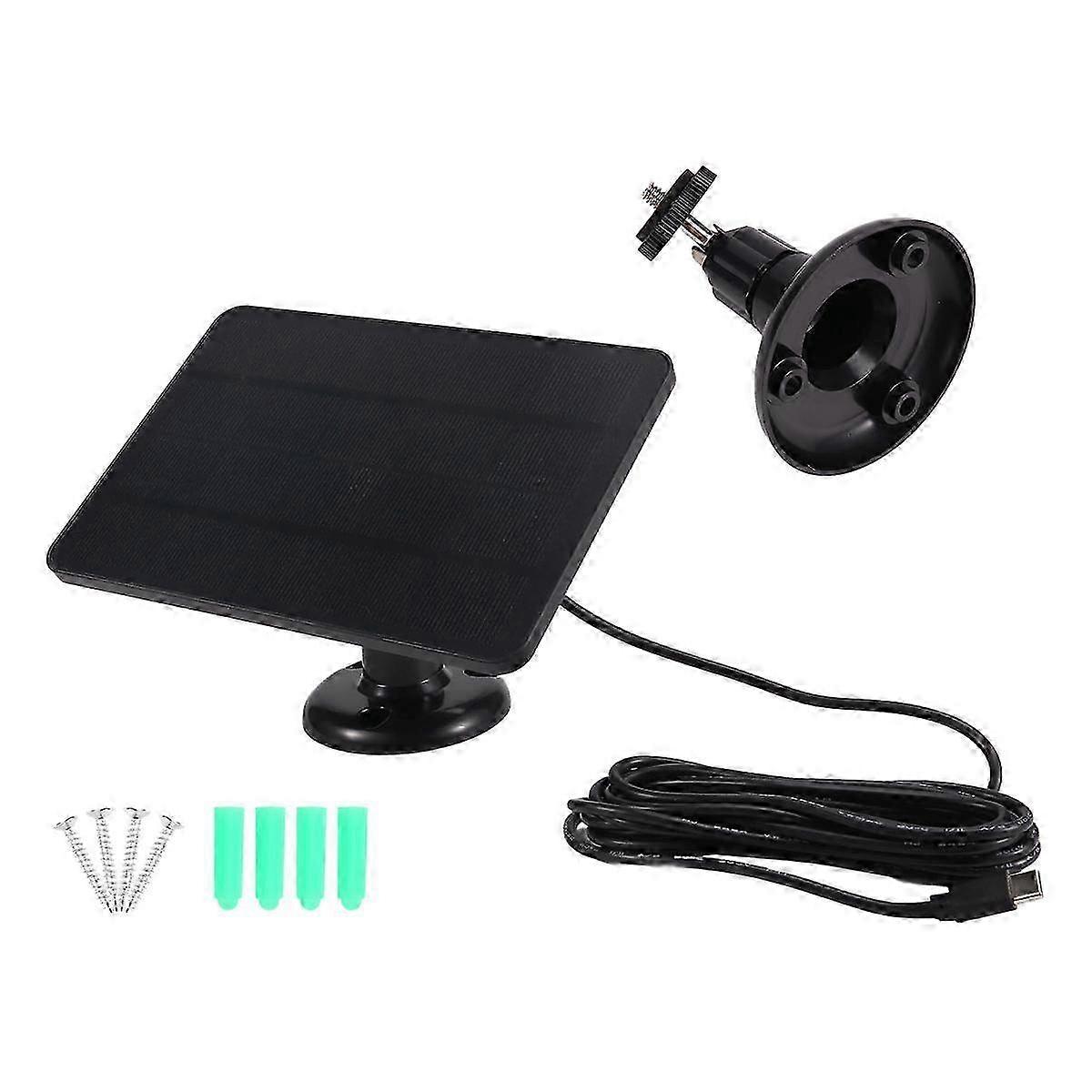Waterproof 4w Solar Panel For Home Security Camera Solar Cells Powered Charger Type C Black