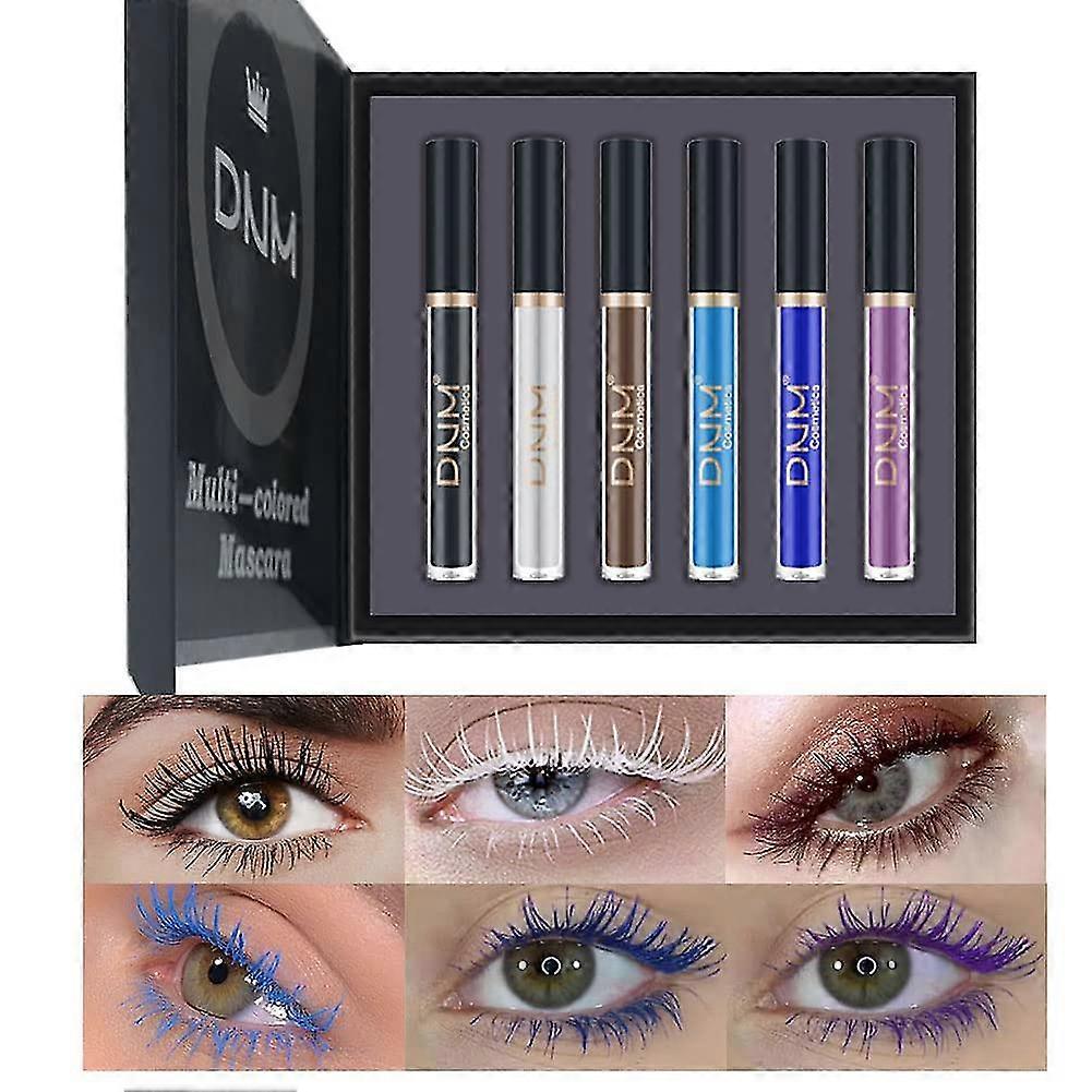 Multicoloured Waterproof Mascara, 6 Color Colored Colorful Waterproof Mascara, Colored Mascara Long Lasting Charming Voluminous For Women