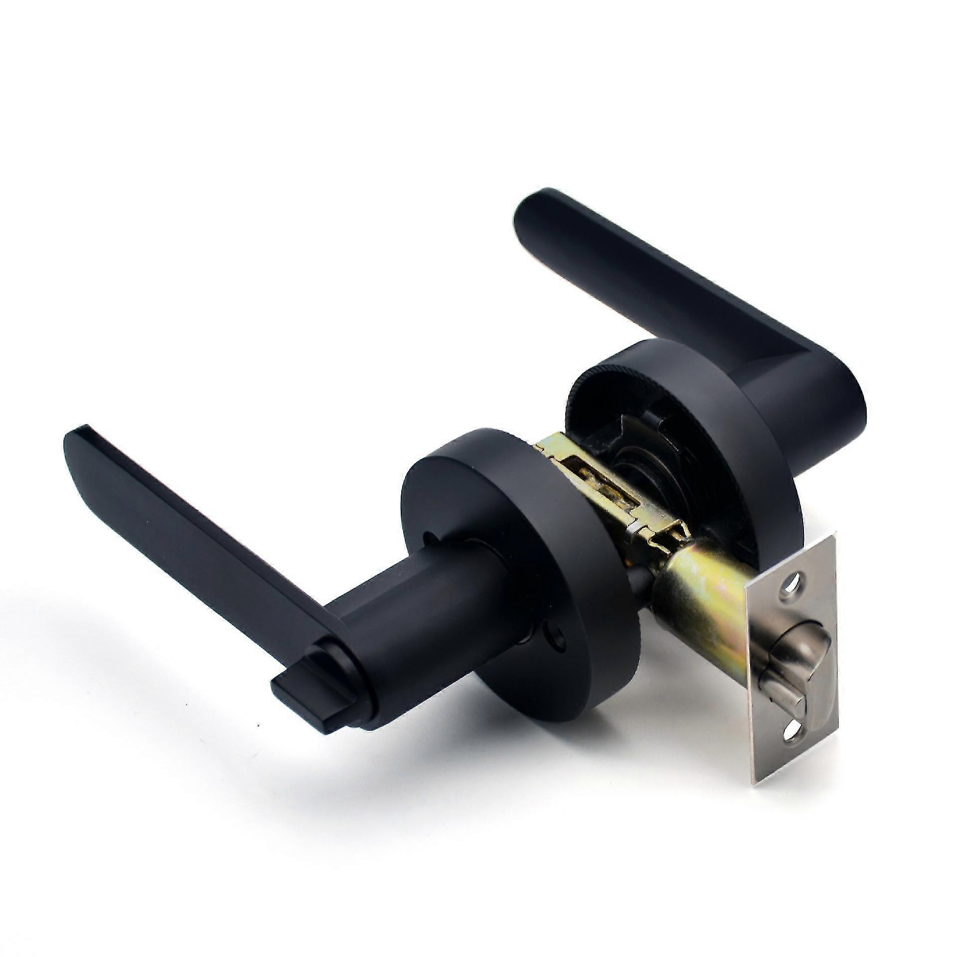 Door Handle With Lock And Key, Chrome Door Handle Set, External Door Handle Lock, Bedroom Door Lock, 1 Pack