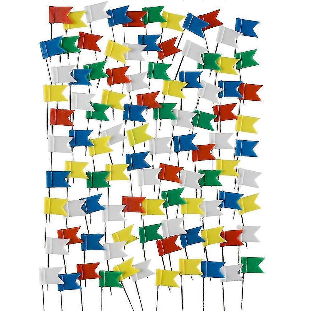 100 Pcs Marker Flags - Flag Pins In 5 Colors For Maps And Boards
