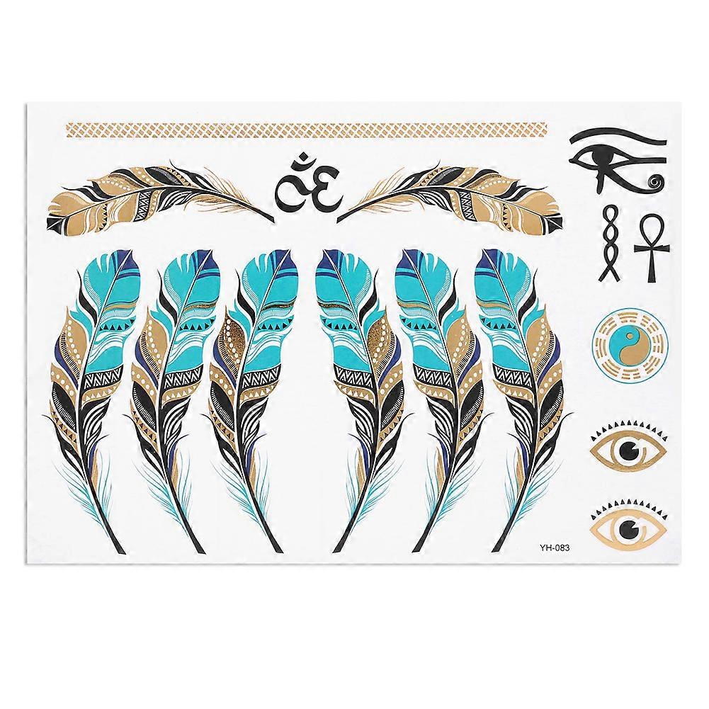 5pcs Mixed Metallic Golden Silver Colorful Pattern Temporary Disposable Tattoo Stickers