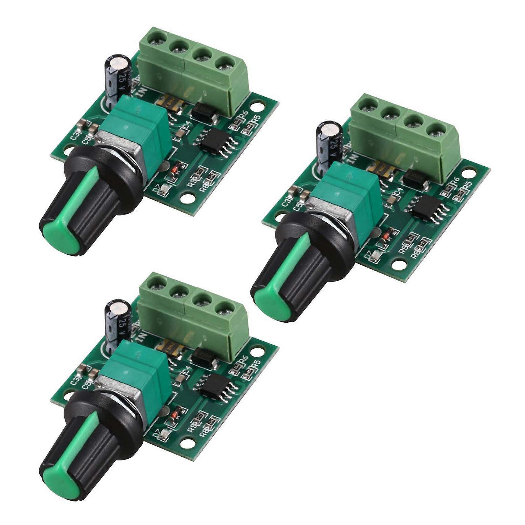 3X Nízkonapěťový DC PWM modul regulátoru otáček motoru 1.8V 3V-5V-6V 12V 2A