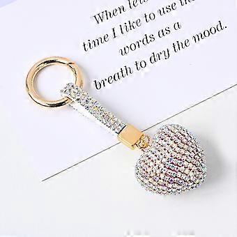 Rhinestone Heart nøkkelring Glitter Crystal Heart Key Ring Shiny Crystal nøkkelring Leather Bag Charm Ladies Girls