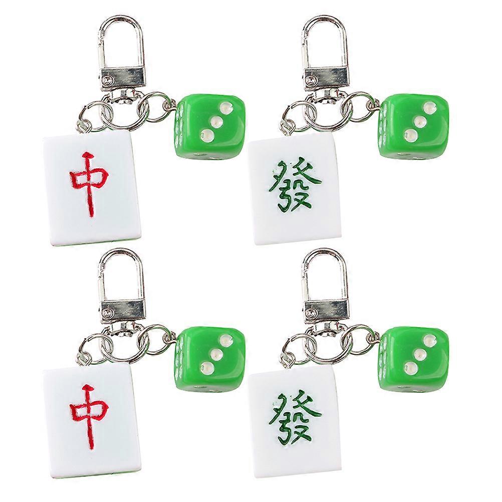 4Pcs Chinese Style Mahjong Tile Keychains Unique Keychains Chic Bag Pendants