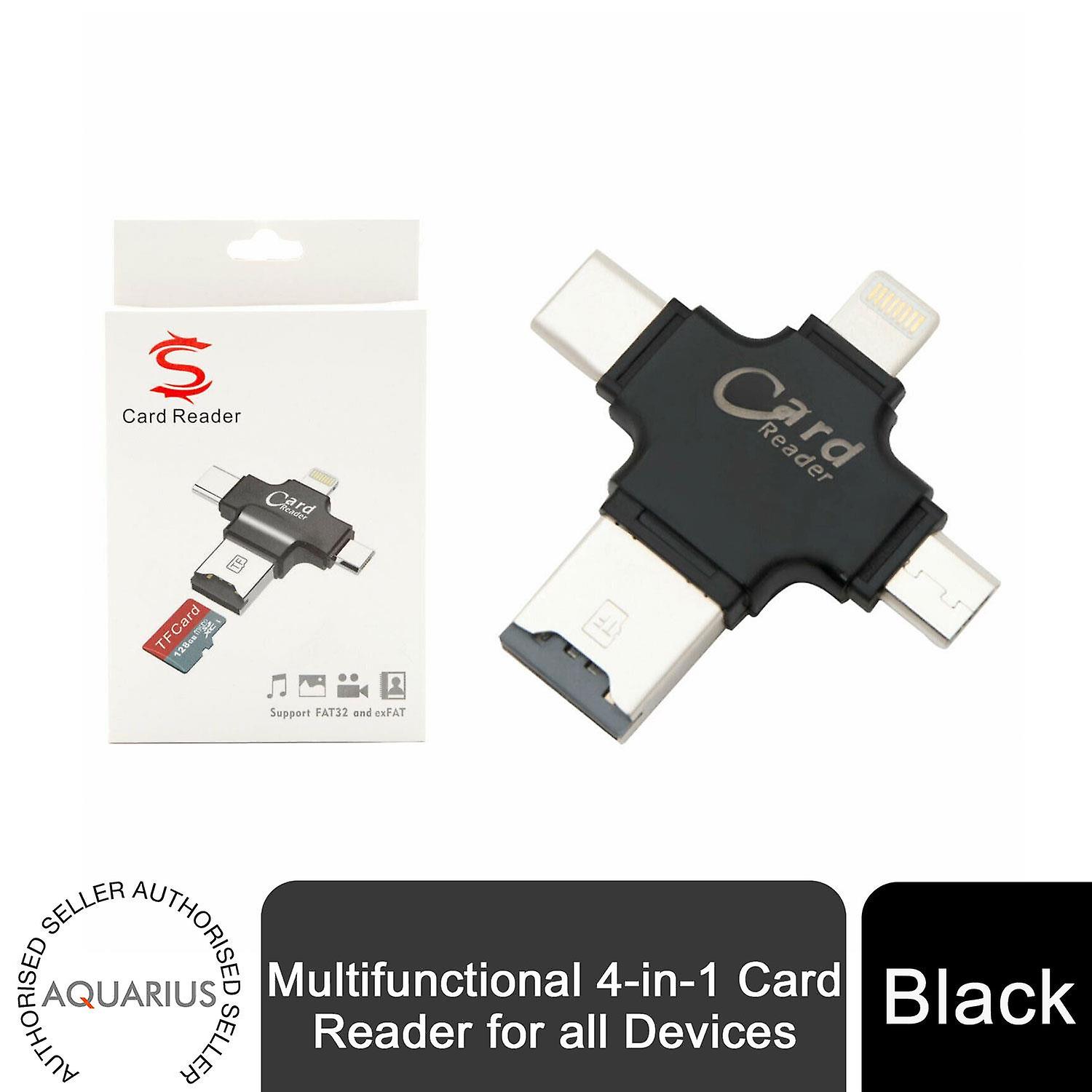 Aquarius Multifunctional 4-in-1 Card Reader for all Devices, Black