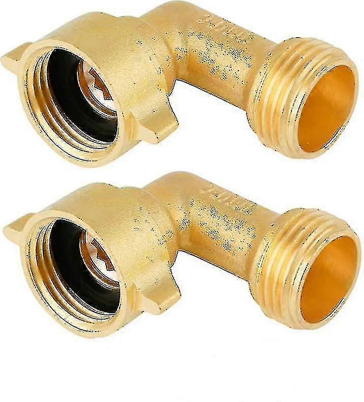 Brass Garden Hose Elbow Connector (2pcs) - 90 Degree Solid Brass Adapter with Extra 4 Pressure Washers