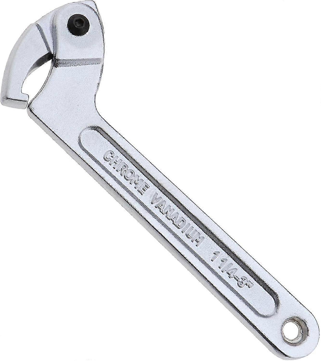 C Spanner Tool Adjustable Hook Wrench 32-75mm Chrome Vanadium(1pc, Silver)