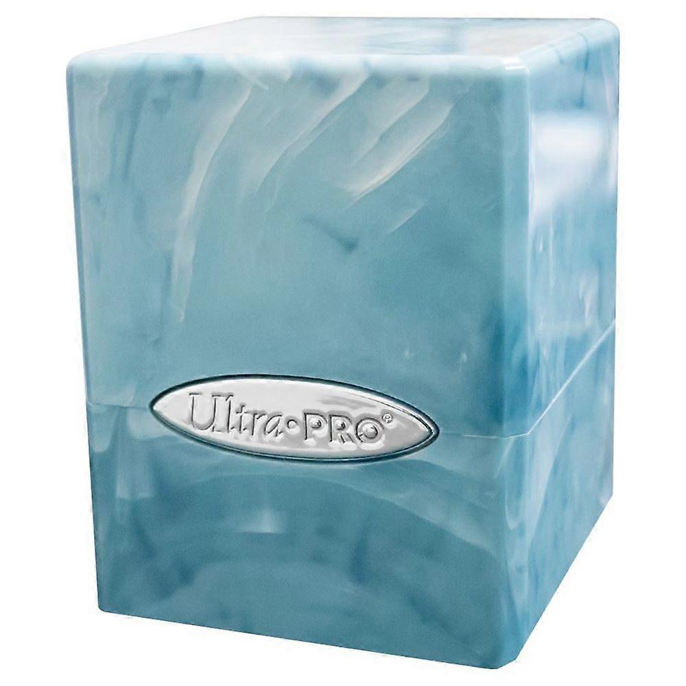Marble Satin Cube - Light Blue / White