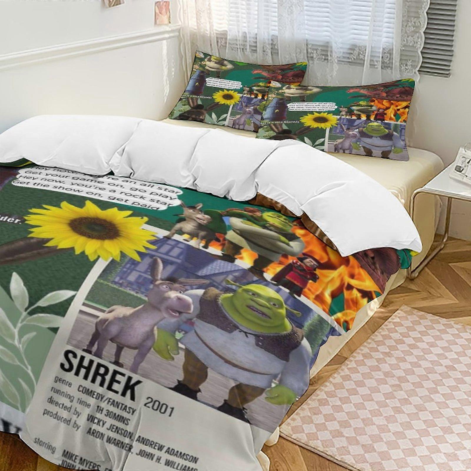 a2318 Lençóis Shrek Conjunto de Cama Capa de Edredão Tema dos Desenhos Animados Lençóis de Quarto Infantil iip2318
