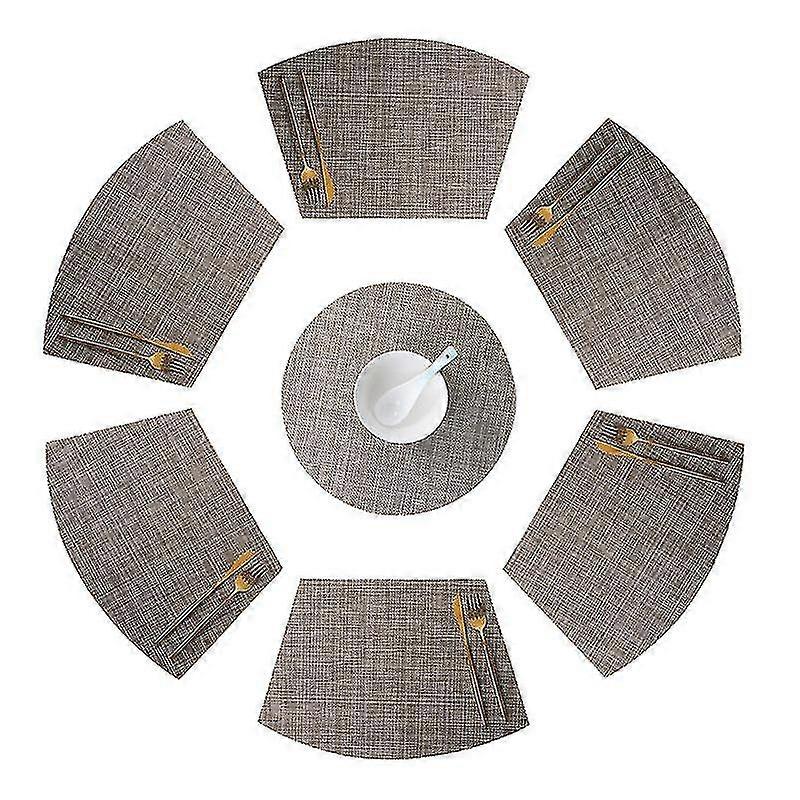 Round Table Placemats Set Of 7 Wedge Placemat With Centerpiece Round Mat Heat Resistant Table Mats Washable