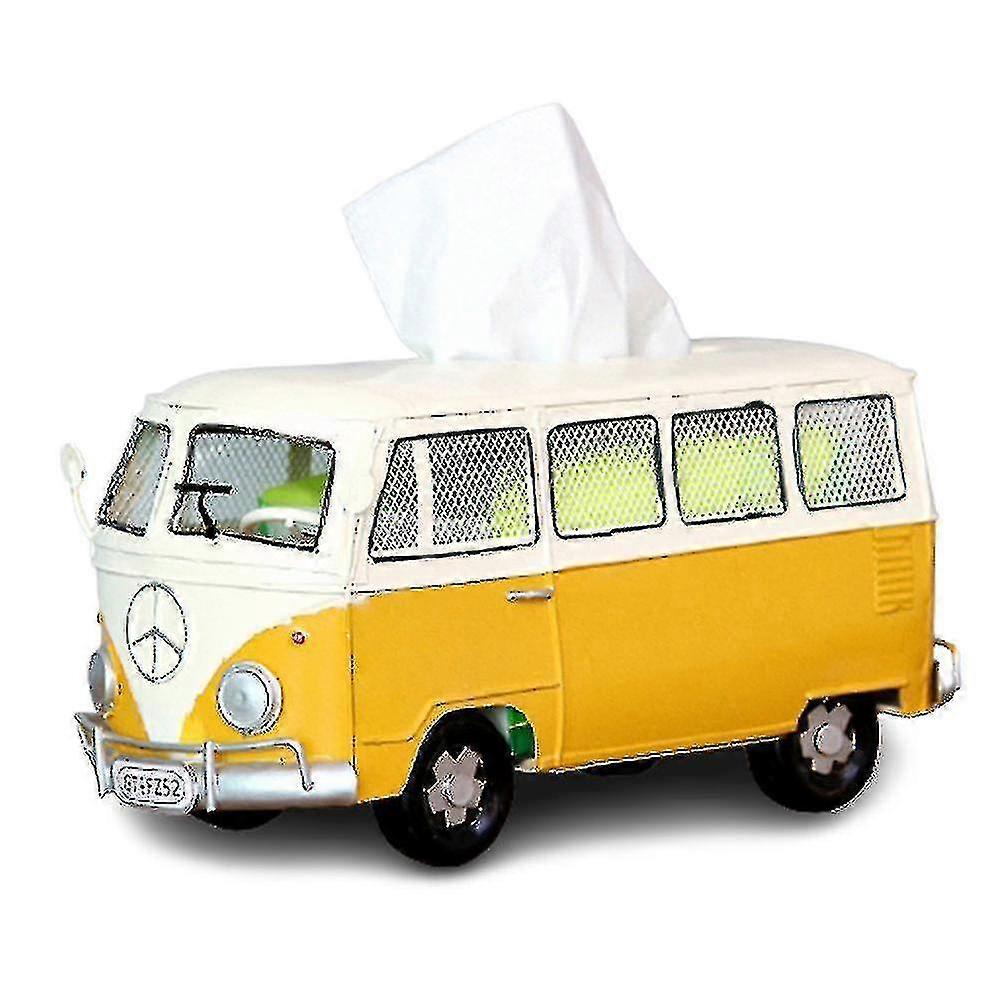 Support de tissu de voiture rétro en fer forgé Creative Bus Tissue Box