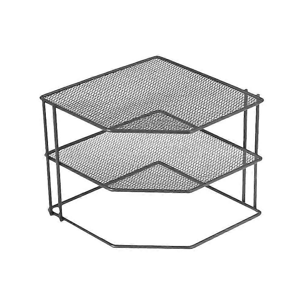 1pc Desktop Corner Rack Multi-functional Kitchen Condiment Rack Triangle Rack Black