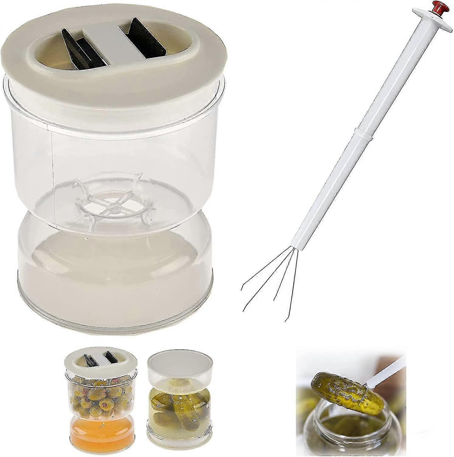 Pickle And O Hourglass Jar, Pickle Jar With Ser Flip, Kim Pickles Ol Container Tight Hourglass Jar (1 Set)