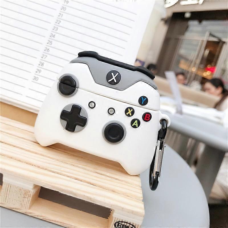 Airpods 1/2 silicone protective case game machine is suitable for Apple headset case split airpods case-White game console handle+hook