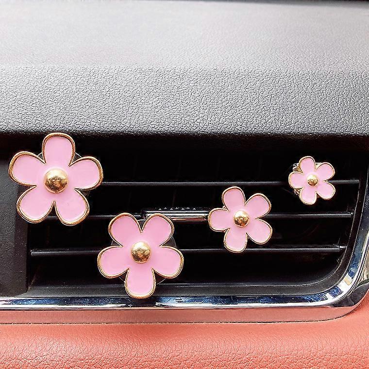 4-Pack Daisy Car Decorative Flower Vent Clips Air Conditioner Outlet Clips Car Air Freshener Clips Car Interior Decoration Charm Color Car Interior Ac