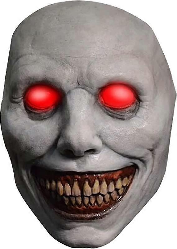 Scary Halloween Mask, White Smiling Eyes Devil Mask Skull, Scary Smiling Evil Devil Mask Party Cosplay Props for Adults (Red Eyes)