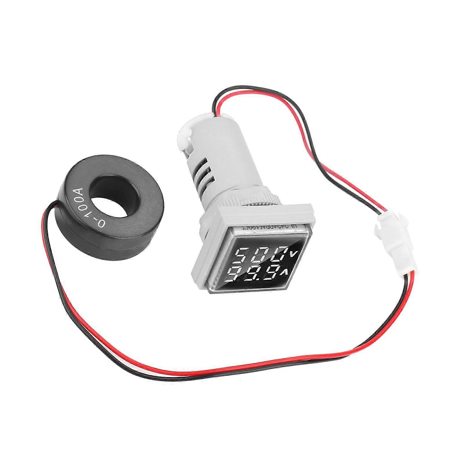 AC Voltage Current Meter Indicator 22mm 0-100A LED Digital Display (white)