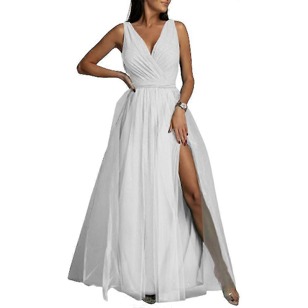 المرأة الخامس الرقبة وصيفة الشرف الزفاف ماكسي اللباس السيدات حفلة موسيقية الكرة ثوب مساء كوكتيل حزب انقسام فساتين طويلة