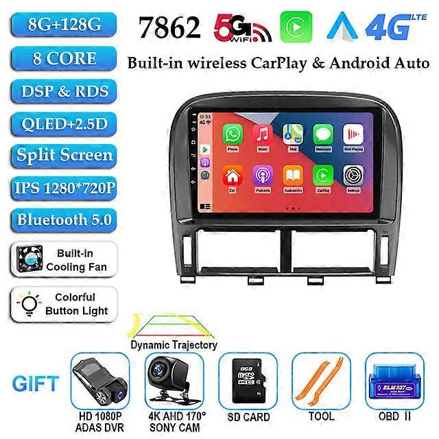 Android 12 For Lexus Ls430 2003 - 2006 Car Radio QLED Screen Tape Recorder GPS Navi Multimedia Video Player Head Unit DVD
