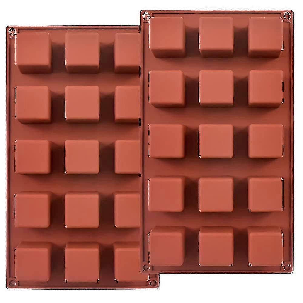 15 Cavities 1.4 Inch Square Silic Mould Cube Mould For Ma Chocolate C Cake Ice Cube Tray Truffles Pralines Pack Of 2