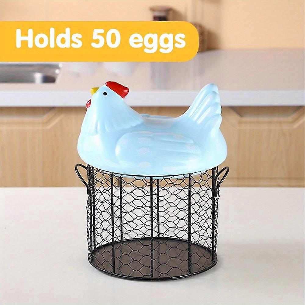 50-Egg Ceramic Storage Basket - Stylish Kitchen Organizer for Eggs & Fruit, Large Capacity, Perfect for Home & Restaurant Use - Effortless Storage and