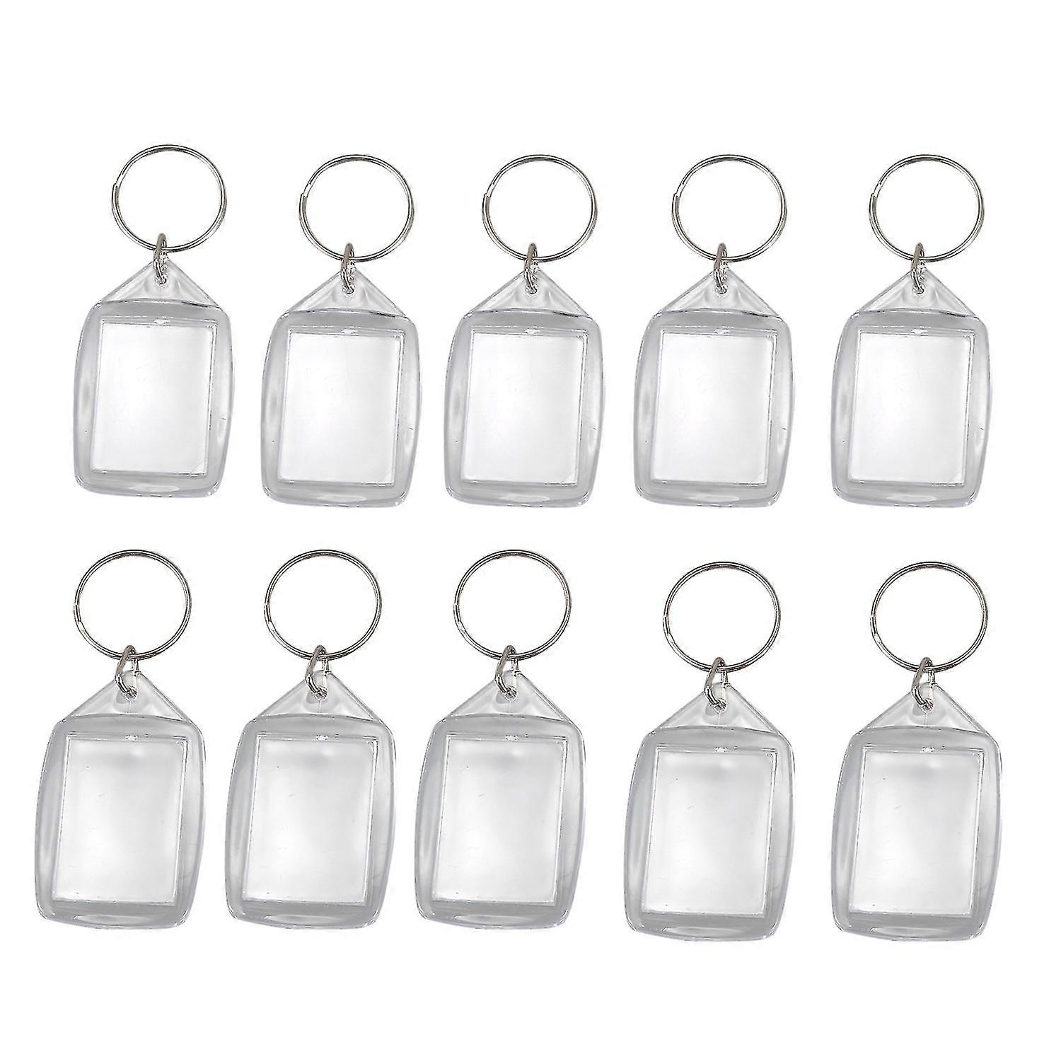 10x Clear Acrylic Plastic Blank Keyrings Insert Passport Photo Keychain Keyfob