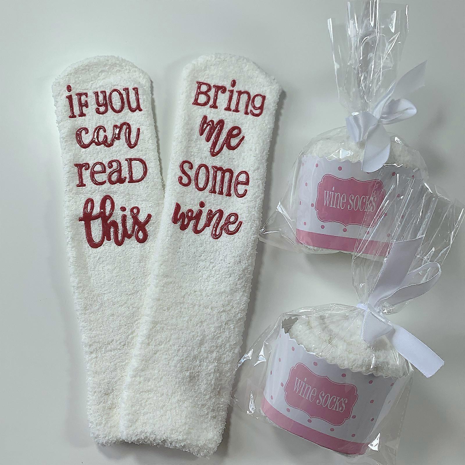 If You Can Read This Funny Socks for Women Pink Fuzzy Fluffy Cupcake Socks with Funny Saying, Gifts for Women