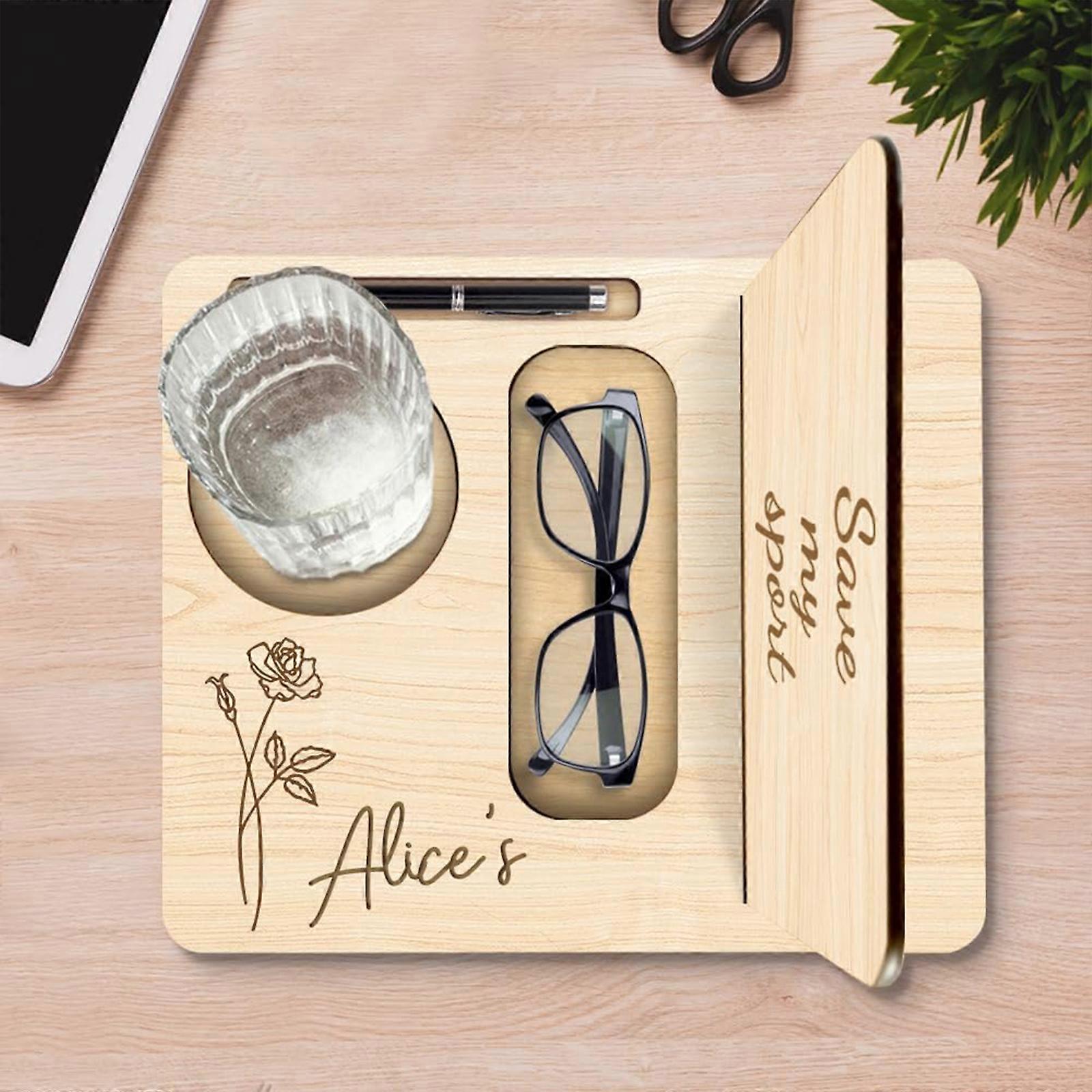 Wood Book Rest Bookcase, Custom Book Holder with Coffee Drink Holder, Wooden Bookshelf Book Stand Holder