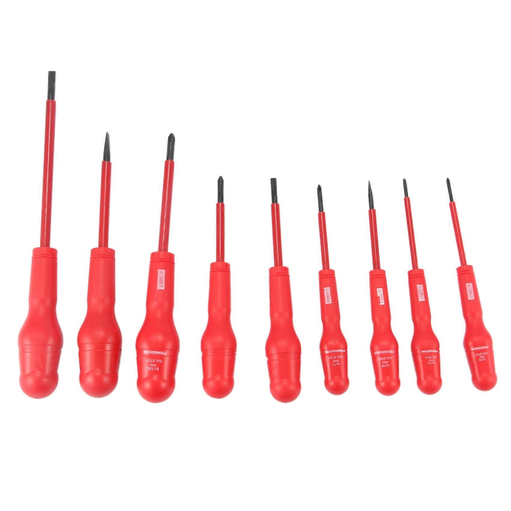 PENGGONG 9 x Insulated Screwdriver Set Electrician Dedicated Magnetic -V High Voltage 1000V Slotted