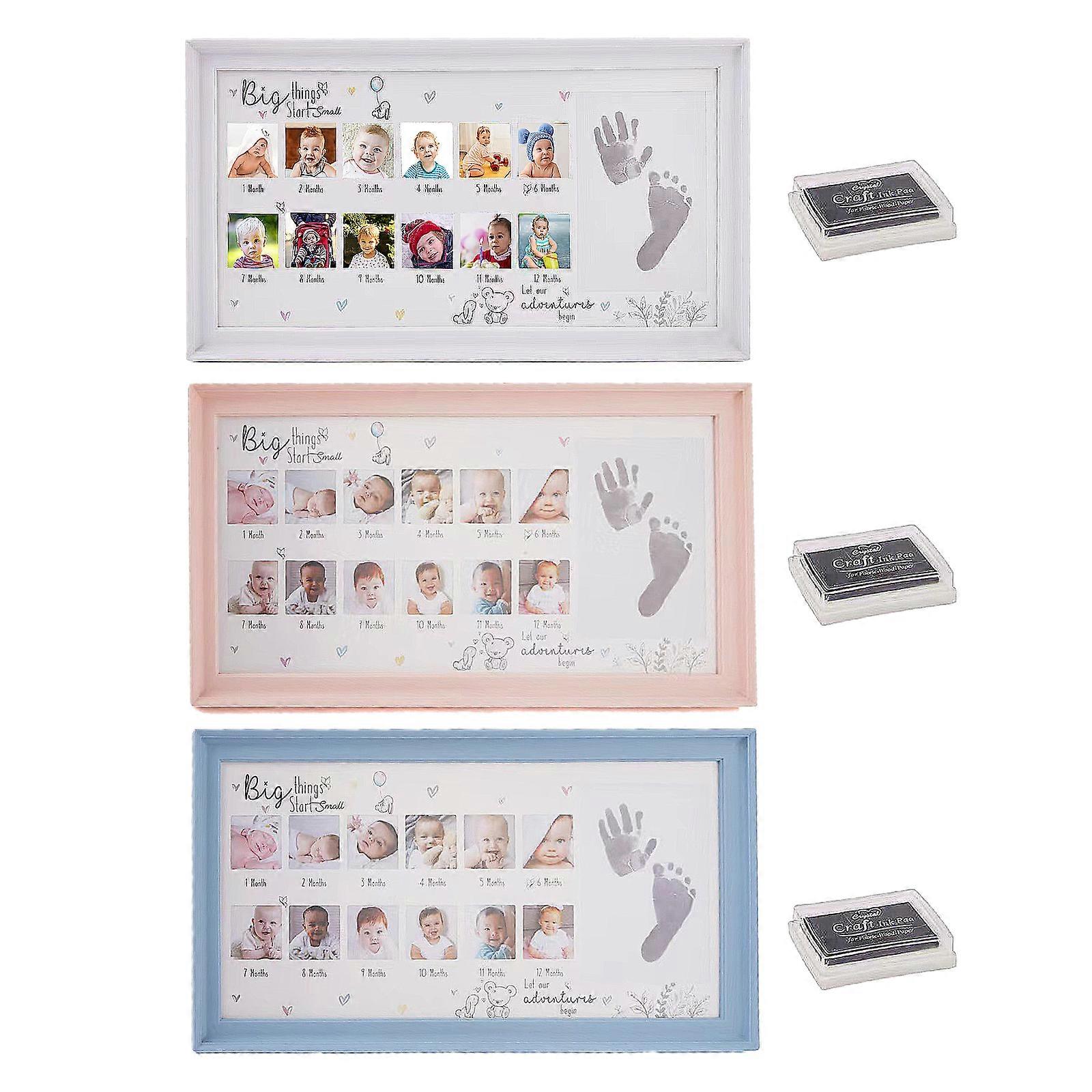 Baby Picture Photo Frame Footprint Handprint With Ink Pad For 12 Month