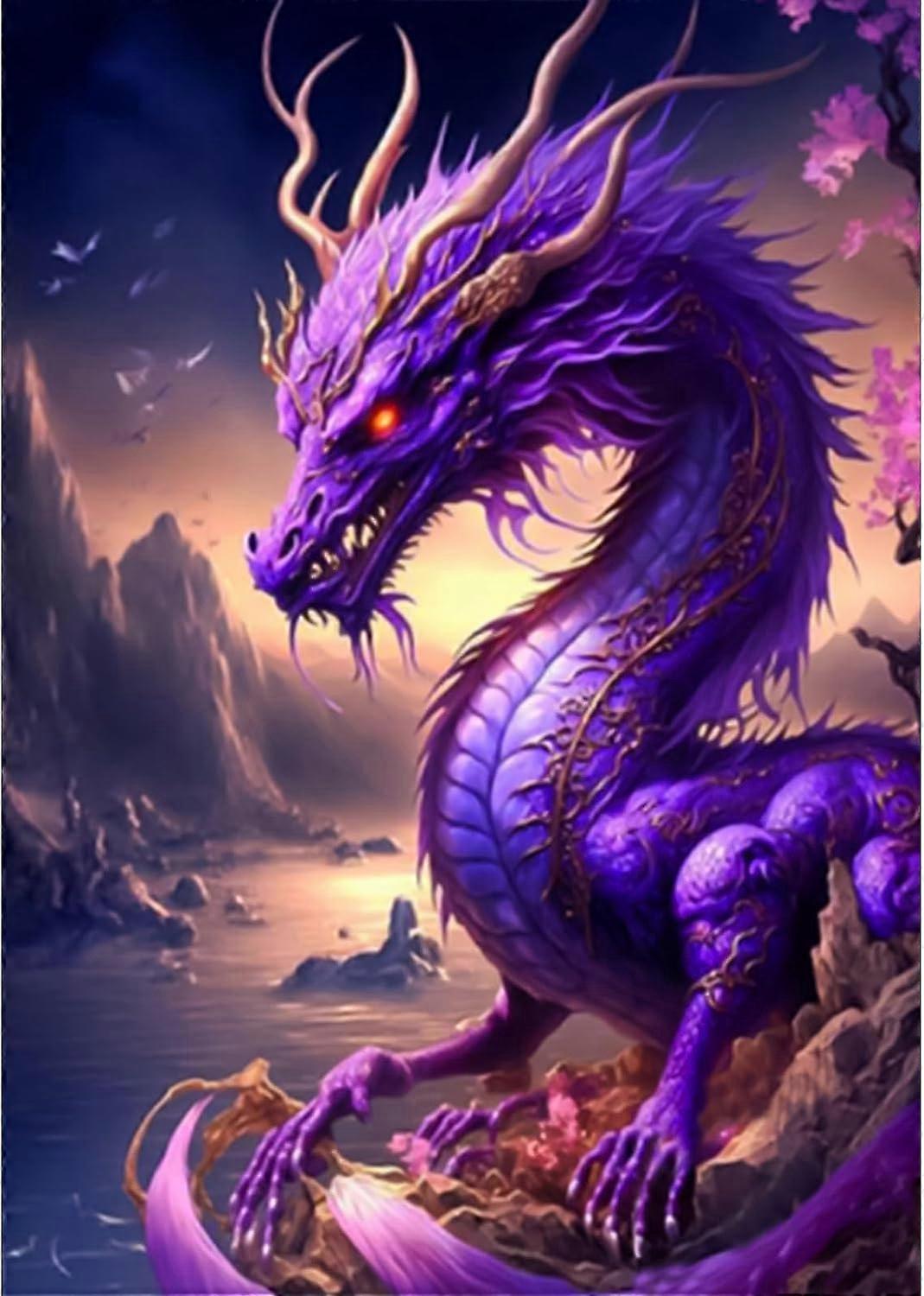 5D diamantmaleri 30x40cm farget drage C