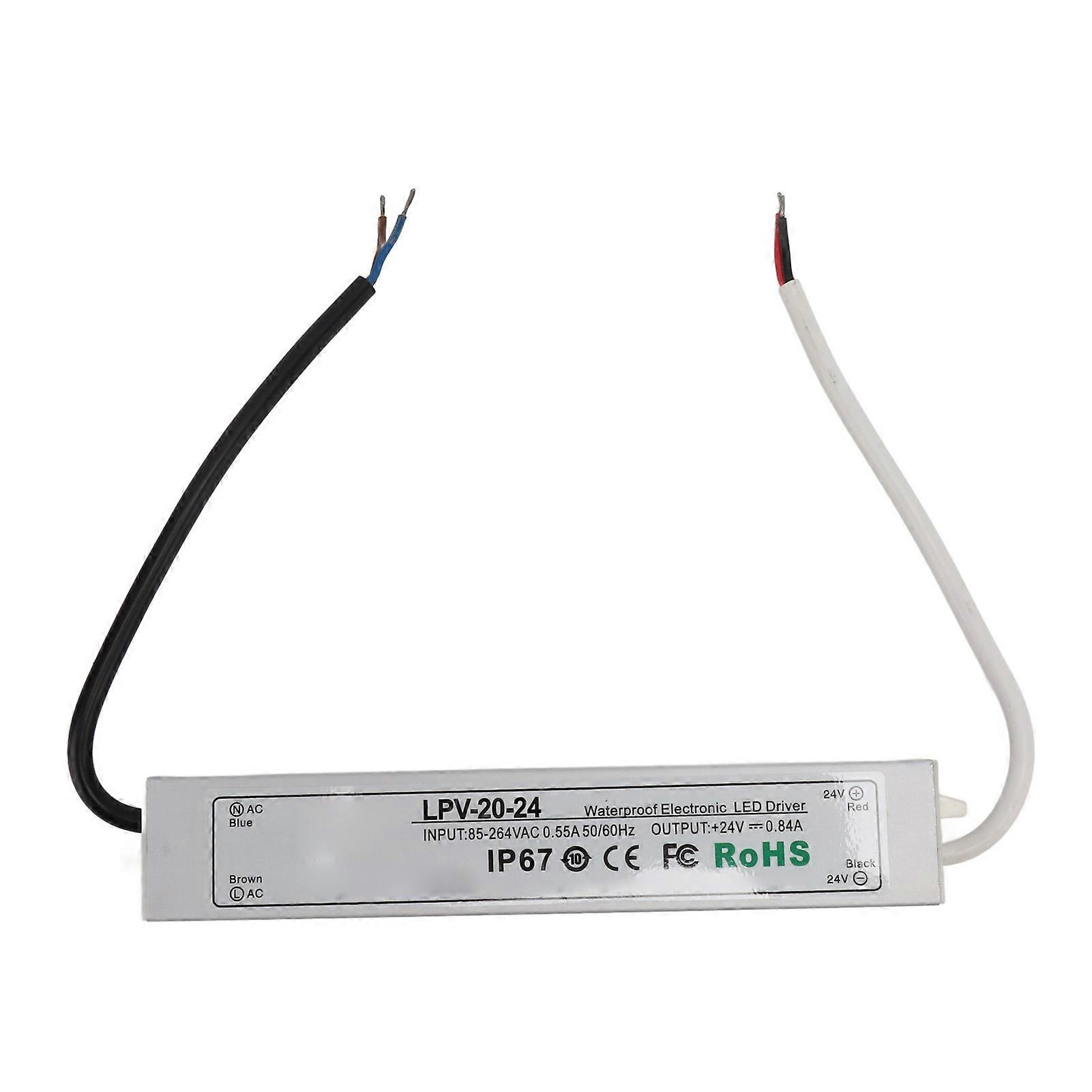 LED-driver IP67 waterdichte 24V laagspanningsoutput voeding transformatoradapter voor lamp beveiligingscamera 85264V LPV 20W 24V 0.84A