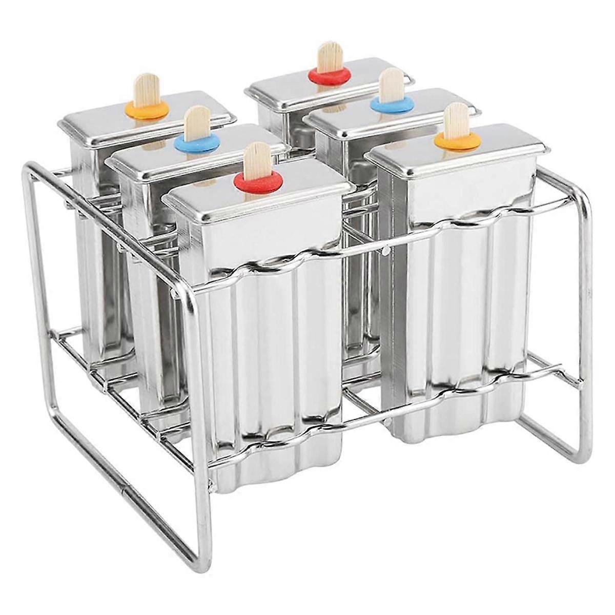 Edelstahl-Eiscreme-Form Eis am Stiel-Form Eiscreme-Eis DIY-Obst 6 Eisschalen-Form