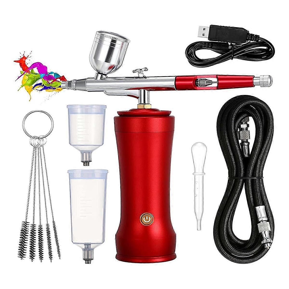 Airbrush Kit with Compressor,30PSI Cordless AirbrushGun Kit with Air Hose Rechargeable Handheld Airbrush Set for Cake A