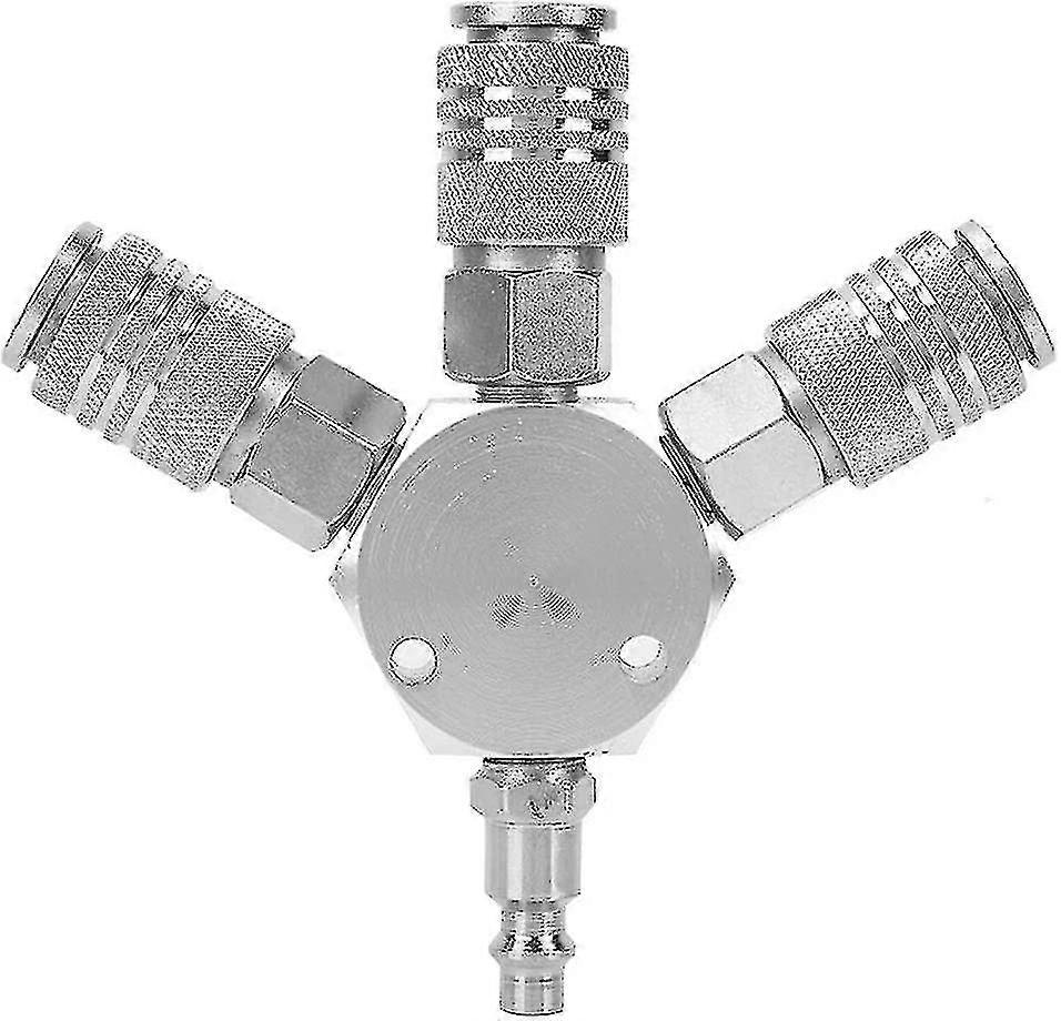 Hose Pneumatic Connector Manifold Coupler Compressor Hose Accessories Splitter (silver)(1pcs)