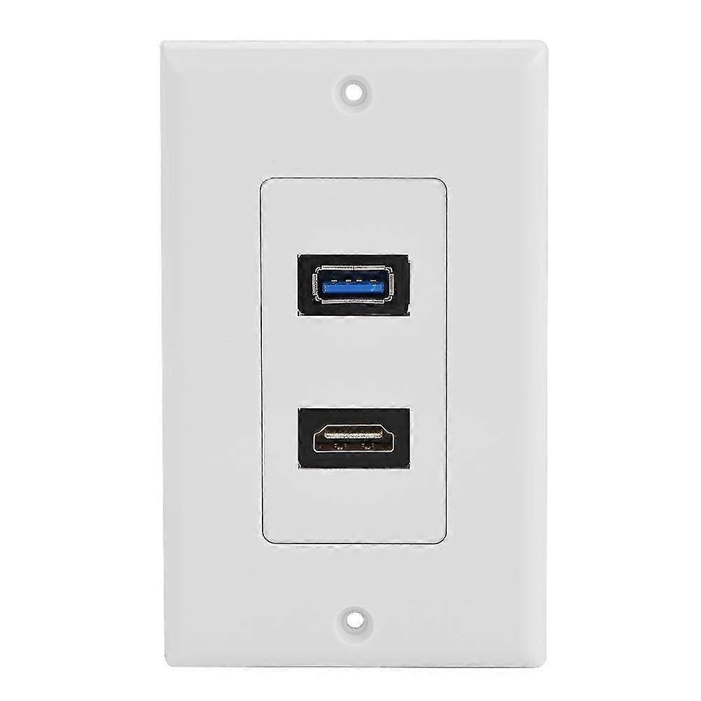 Hdmi And Usb 3.0 Socket Wall Socket, Flush-mounted Socket Wall Plate Socket, 2 Port Hdmi High Speed Junction Socket Flush-mounted Socket, White
