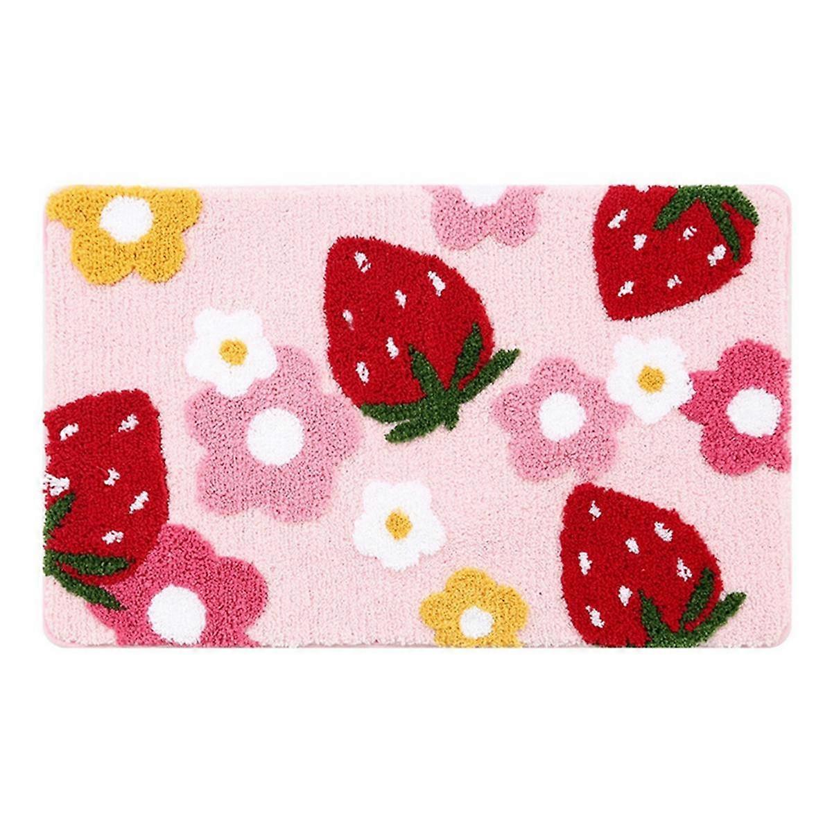 Roze Badkamer Tapijten Leuke Aardbei Badmat Badkamer Accessoires Machine Wasbaar Badkleed Zacht Tapijt 45X65cm