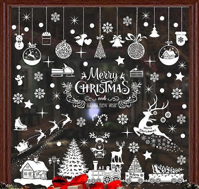 192 Reusable Christmas Window Stickers, Christmas Window Decorations Electrostatic PVC Christmas Window Stickers, Snowflake Interior Christmas Decorat