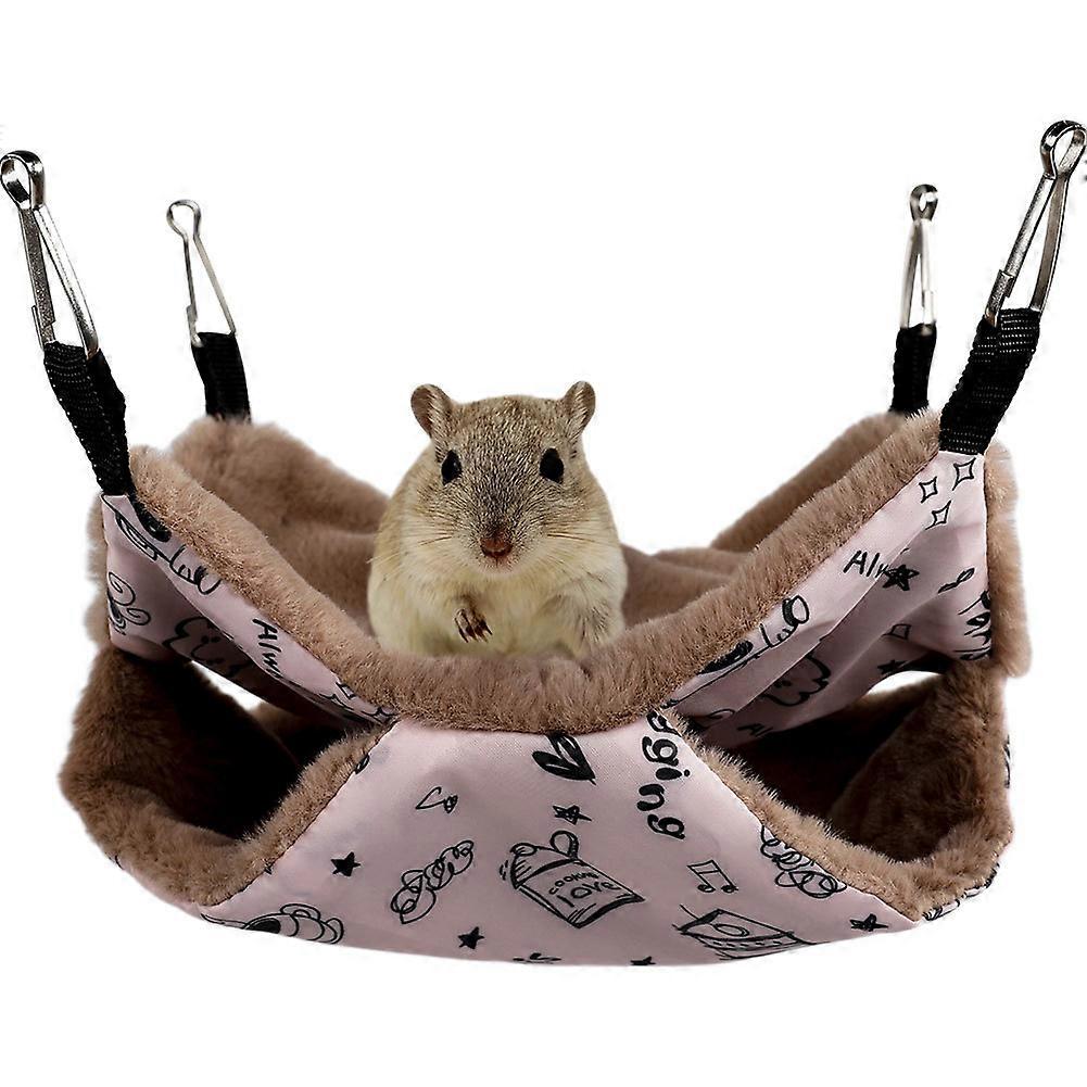 Small Animal Hammock, 2 Layers Pet Hammock, Soft Warm Bunk Hammock Hanging Bed for Rat Ferret Chinchillas Guinea Pig Hedgehog Playing and Sleeping
