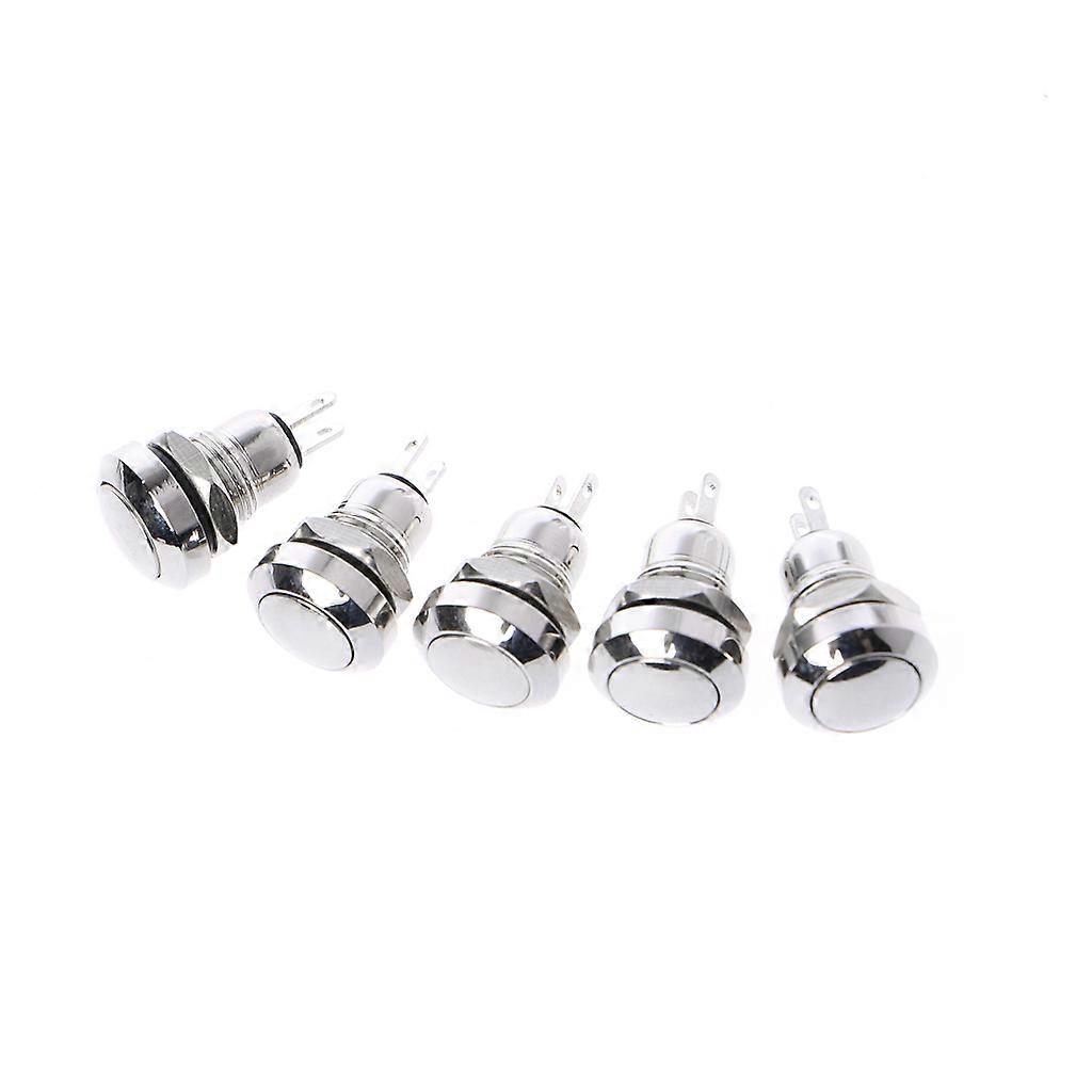 5 Pcs 8mm Metal Momentary 1NO 2 Pin Mini Push Button Switch 3A/250V AC